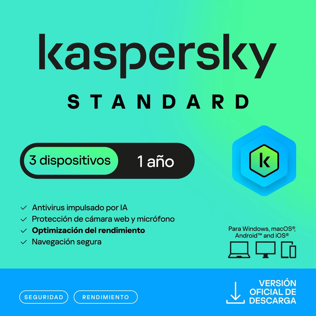 Kaspersky Standard 3 Dispositivos 1 Año (Anti-virus)