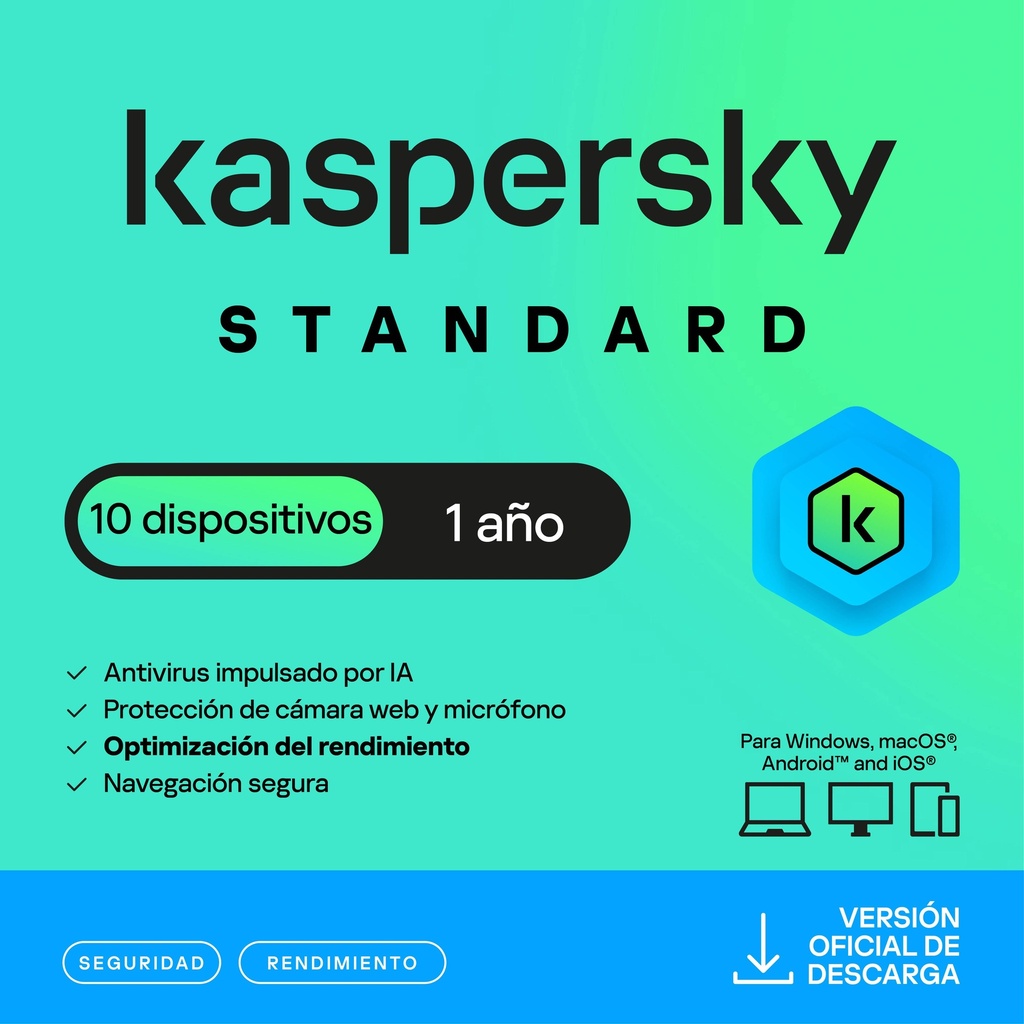 [KL1041ZDKFS] Kaspersky Standard 10 Dispositivos 1 Año (Anti-virus)