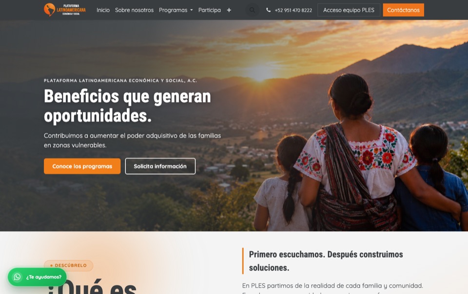 Página de inicio de PLES, Plataforma Latinoamericana Económica y Social