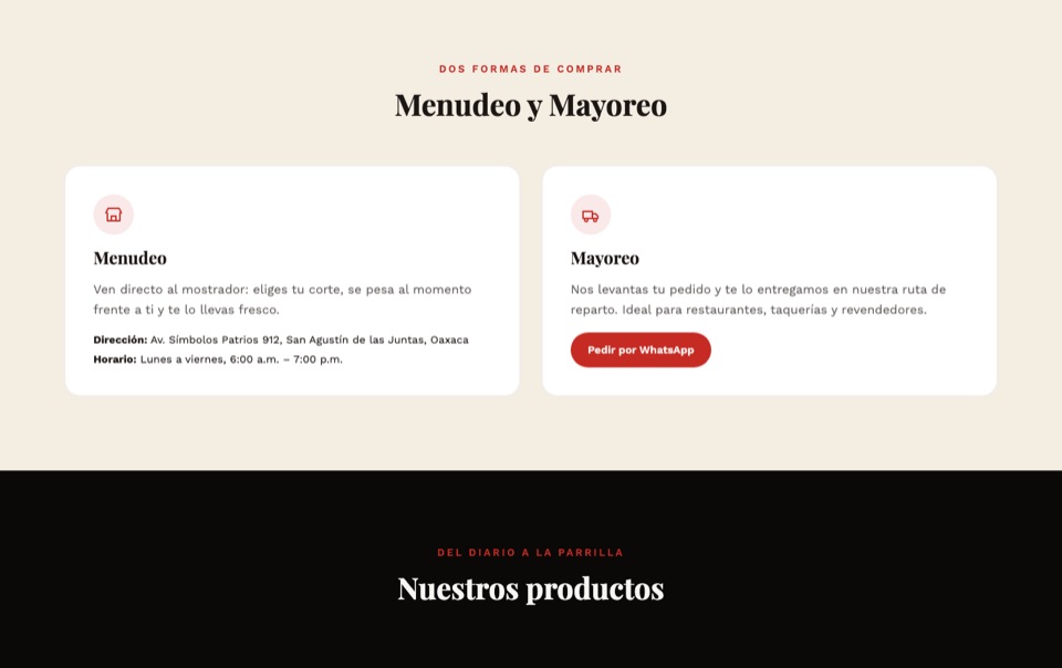 Catálogo de productos y formas de compra de Sam Carnes